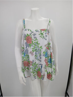 Torrid Babydoll Challis Square Neck Tank Floral Cloud Dancer Plus Size 3XL Love